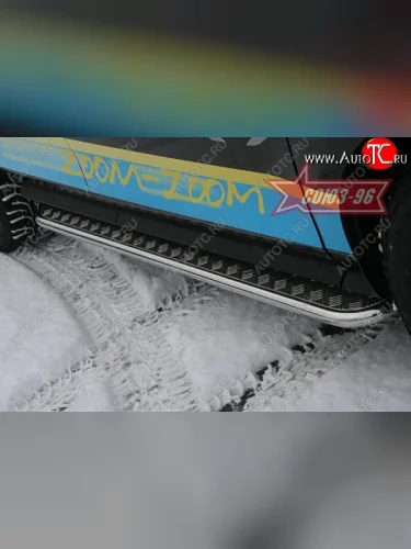 Защита порогов с листом Souz-96 (d42). Mazda CX-7 ER дорестайлинг (2006-2010)