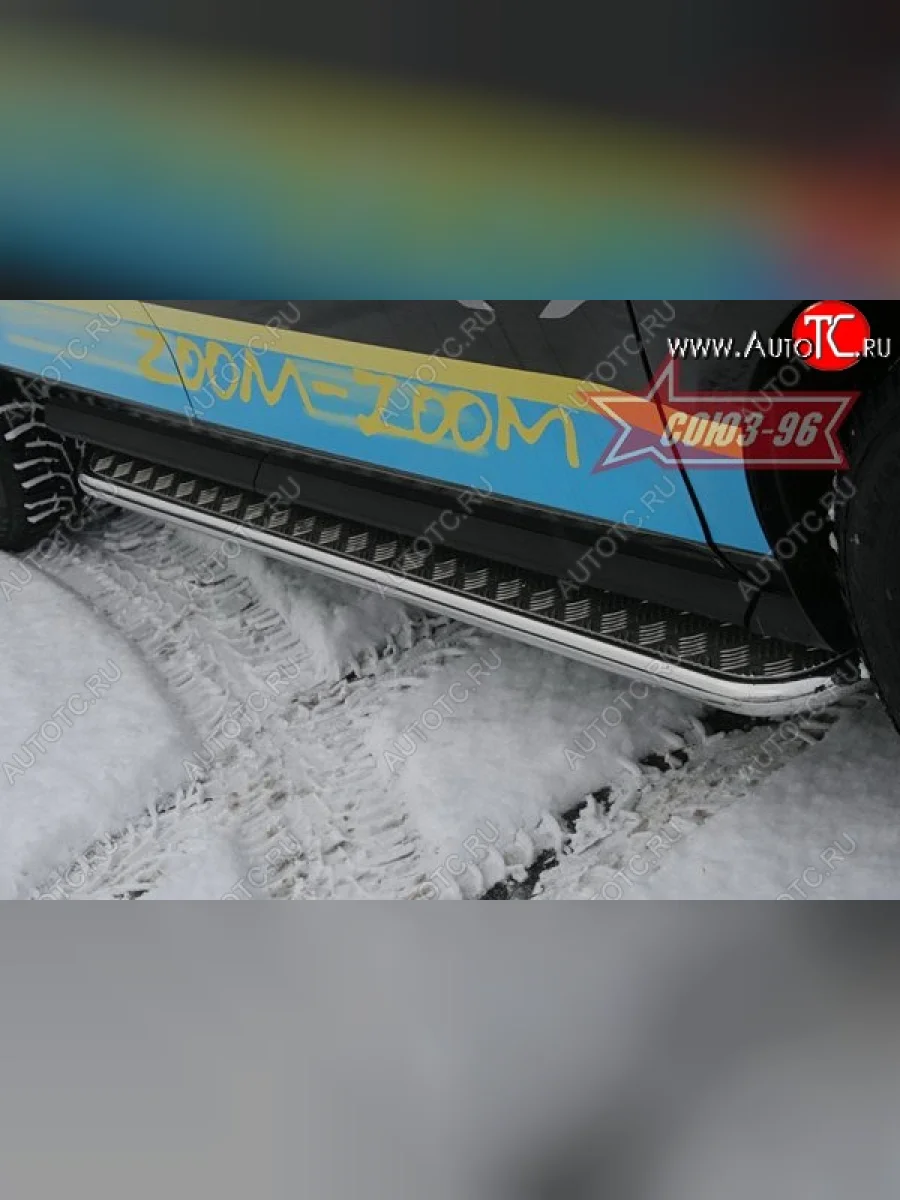 Защита порогов с листом Souz-96 (d42). Mazda CX-7 ER дорестайлинг (2006-2010)  с доставкой в г. Пермь