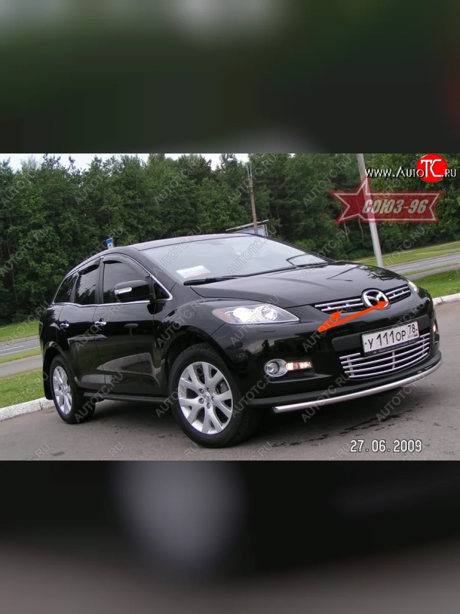 Декоративные элементы решетки радиатора Souz-96 (d16) Mazda CX-7 ER дорестайлинг (2006-2010)  в Керчи Республика Крым