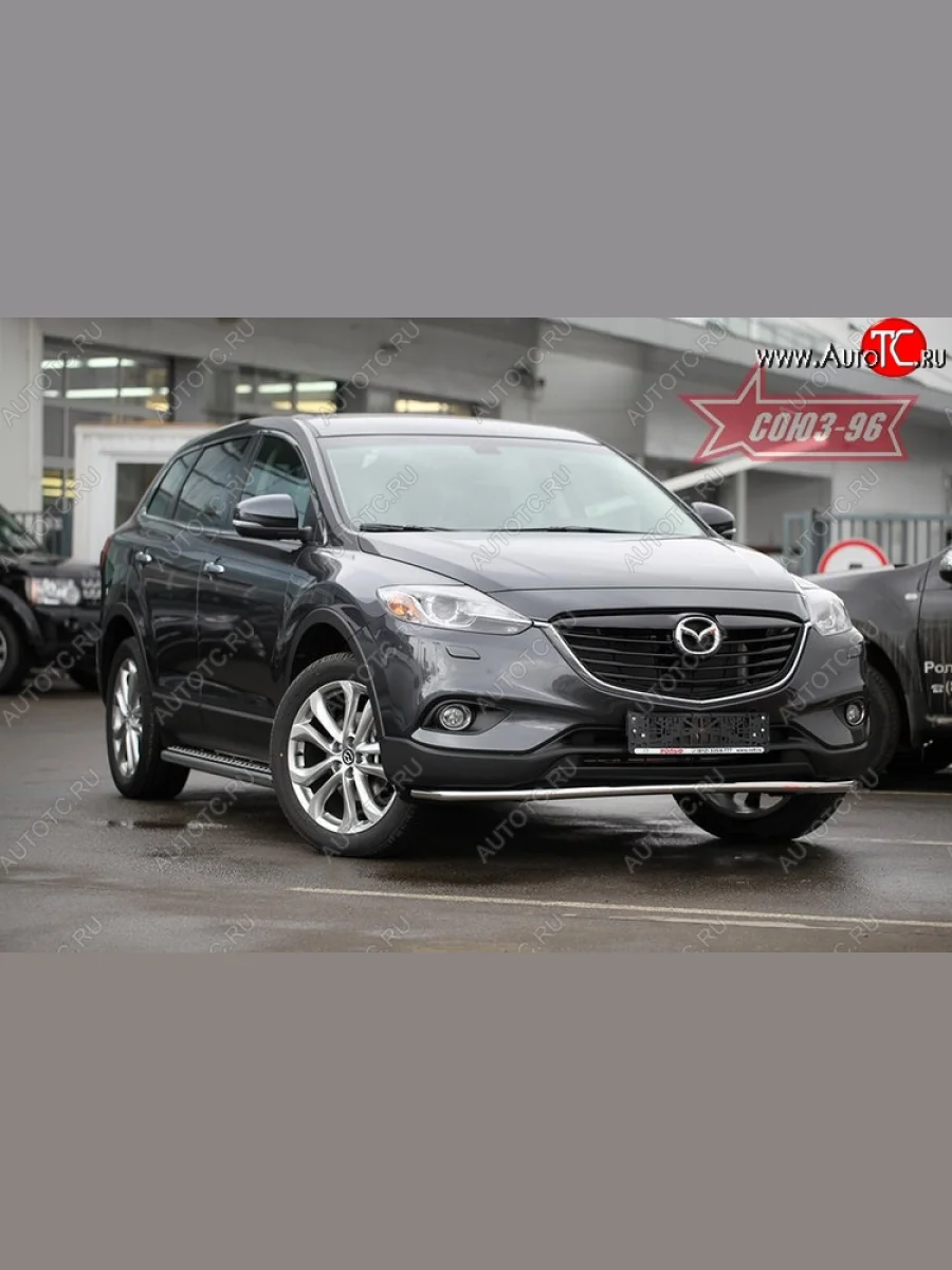 Защита переднего бампера одинарная Souz-96 Premium Long (d42)  Mazda CX-9 (2012-2015) TB  в Воронеже Воронежской области
