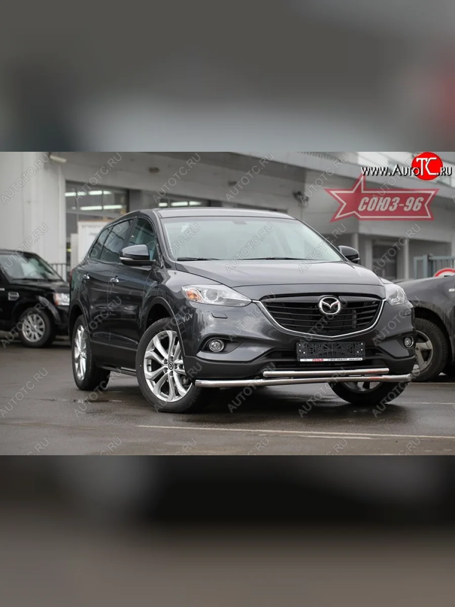 Защита переднего бампера двойная Souz-96 (d60/42).  Mazda CX-9 (2007-2015) TB  в Самаре Самарской области