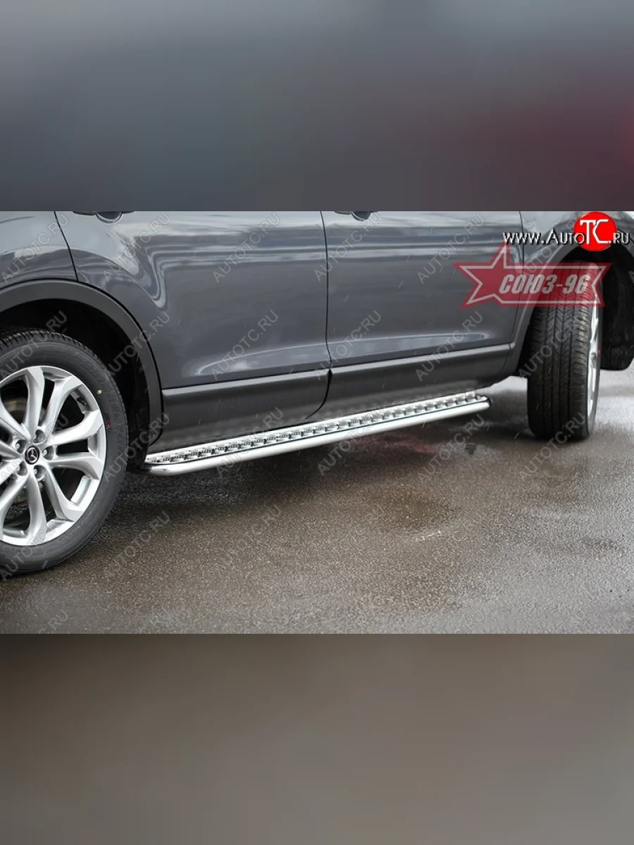 Защита порогов с листом рестайлинг Souz-96 (d42). Mazda CX-9 TB дорестайлинг (2007-2009)  в Перми Пермском крае