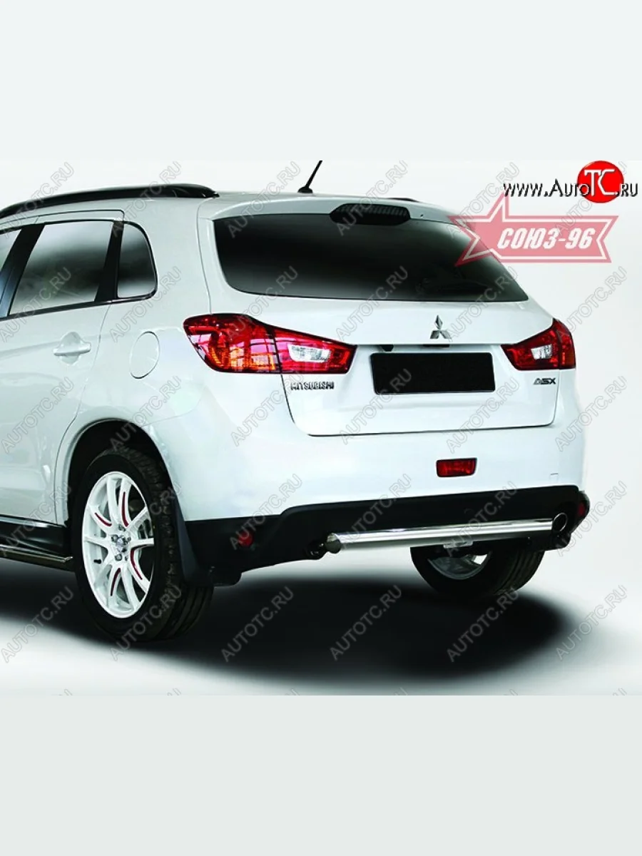 Овальная защита заднего бампера диаметром трубы 75 и 42 мм Souz-96 Mitsubishi ASX 1-ый рестайлинг (2013-2016)  с доставкой в г. Керчь