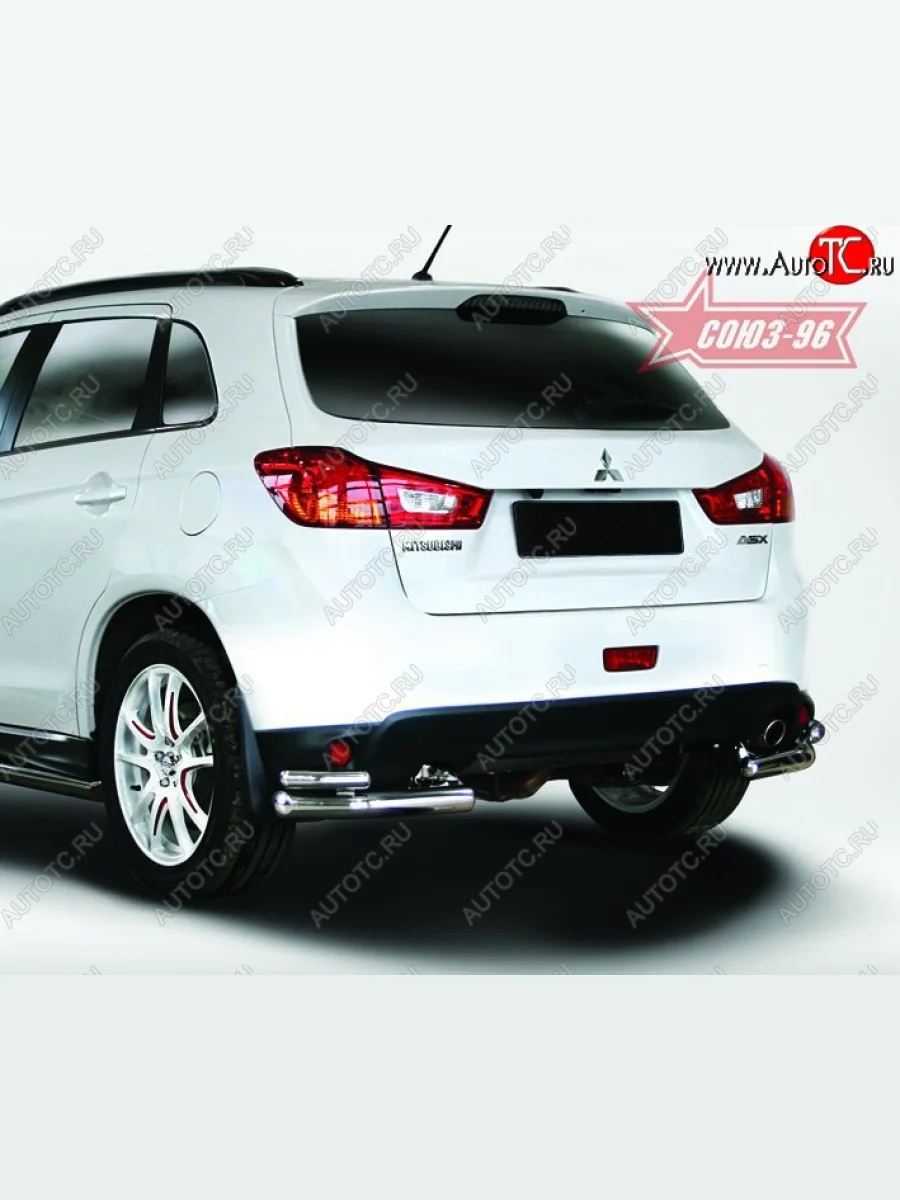 Двойная защита заднего бампера из боковых уголков (d60х42) Souz-96  Mitsubishi ASX (2013-2016)  в Самаре Самарской области