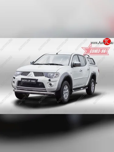 Защита переднего бампера одинарная Souz-96 (d76) Mitsubishi L200  5 KK,KL (2015-2019) дорестайлинг
