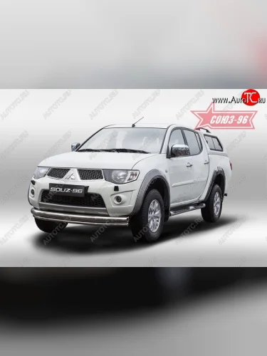 Защита переднего бампера двойная Souz-96 (d76/42) Mitsubishi L200 5 KK,KL дорестайлинг (2015-2019)