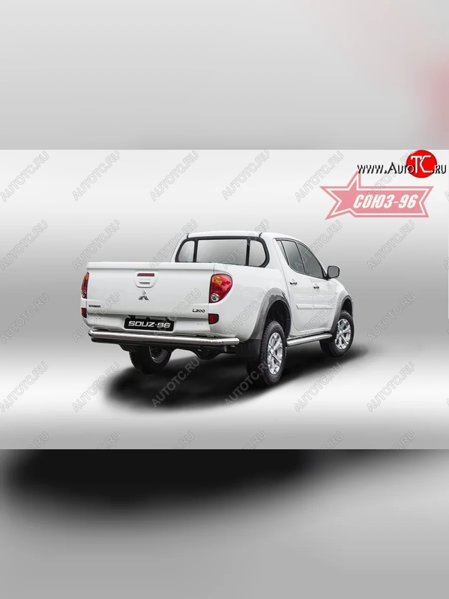 Одинарная защита заднего бампера с диаметром трубы 76 мм Souz-96 Mitsubishi L200 5 KK,KL дорестайлинг (2015-2019)  в Самаре Самарской области