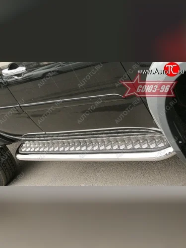 Защита порогов с листом Souz-96 (d60). Mitsubishi L200 4  дорестайлинг (2006-2014)