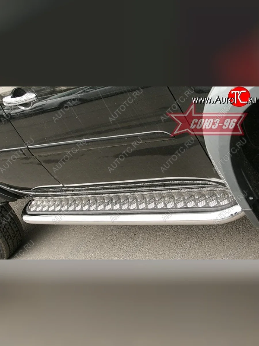 Защита порогов с листом Souz-96 (d60). Mitsubishi L200 4  дорестайлинг (2006-2014)  в Перми Пермском крае