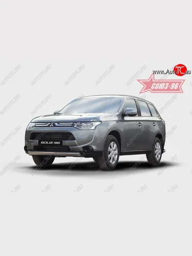 Защита переднего бампера одинарная из овальной трубы Souz-96 (d75х42). Mitsubishi Outlander GF дорестайлинг (2012-2014)