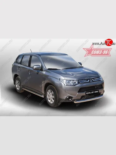 Защита переднего бампера одинарная Souz-96 (d76) Mitsubishi Outlander GF дорестайлинг (2012-2014)