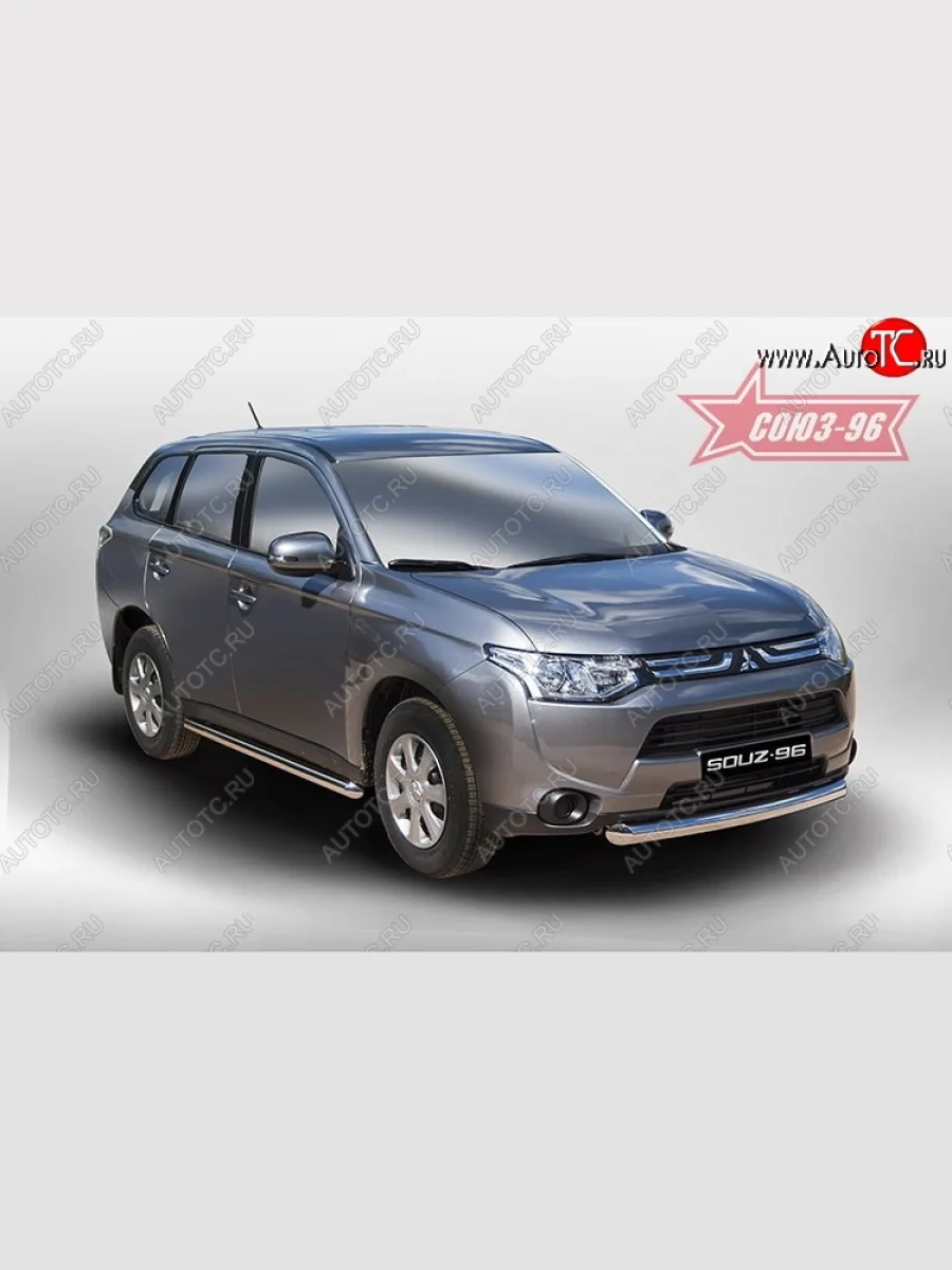 Защита переднего бампера одинарная Souz-96 (d76) Mitsubishi Outlander GF дорестайлинг (2012-2014)  с доставкой в г. Керчь