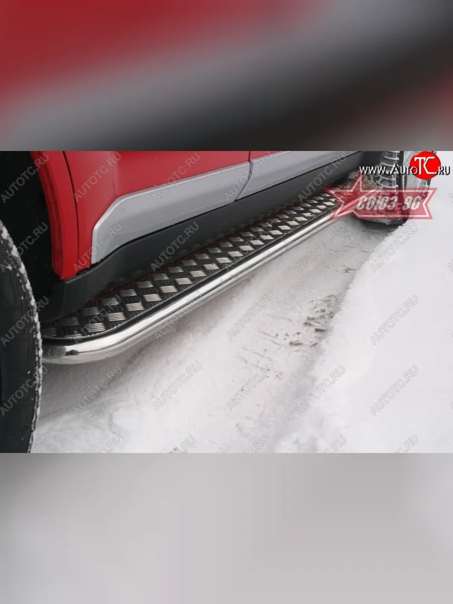 Защита порогов с листом Souz-96 (d42). Mitsubishi Outlander XL (CW)  дорестайлинг (2005-2009)  в Самаре Самарской области