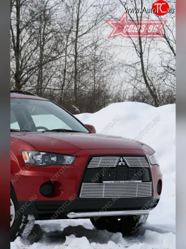 Одинарная защита переднего бампера из короткой трубы (d76) Souz-96 Mitsubishi Outlander XL (CW)  рестайлинг (2010-2013)