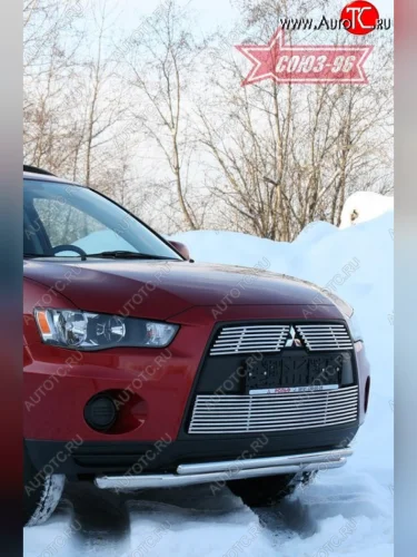 Защита переднего бампера двойная Souz-96 (d460/42) Mitsubishi Outlander XL (CW)  рестайлинг (2010-2013)