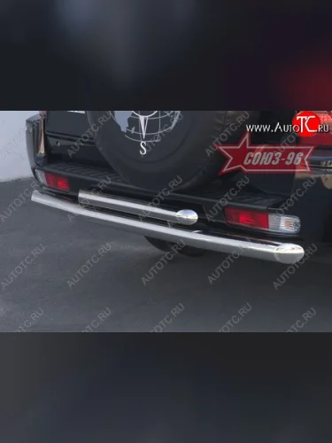 Двойная защита заднего бампера Souz-96 (d76/60) Mitsubishi Pajero  3 V70 (1999-2003) дорестайлинг