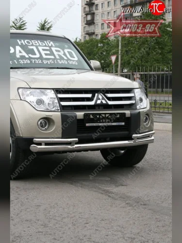 Защита переднего бампера двойная Souz-96 (d76/42) Mitsubishi Pajero ( 4 V90,  4 V80) (2006-2011) дорестайлинг