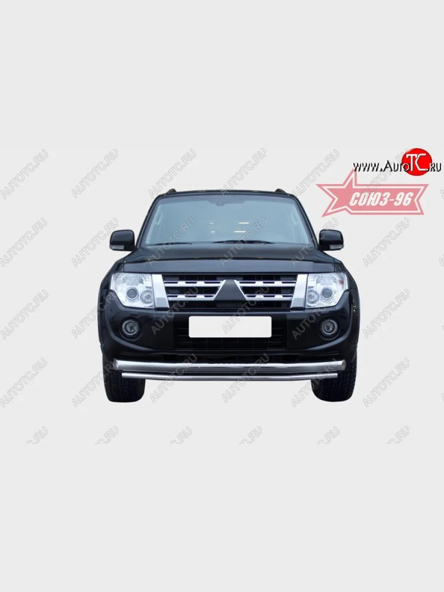 Защита переднего бампера двойная Souz-96 (d76/42).  Mitsubishi Pajero (2006-2011) 4 V90, 4 V80  в Самаре Самарской области