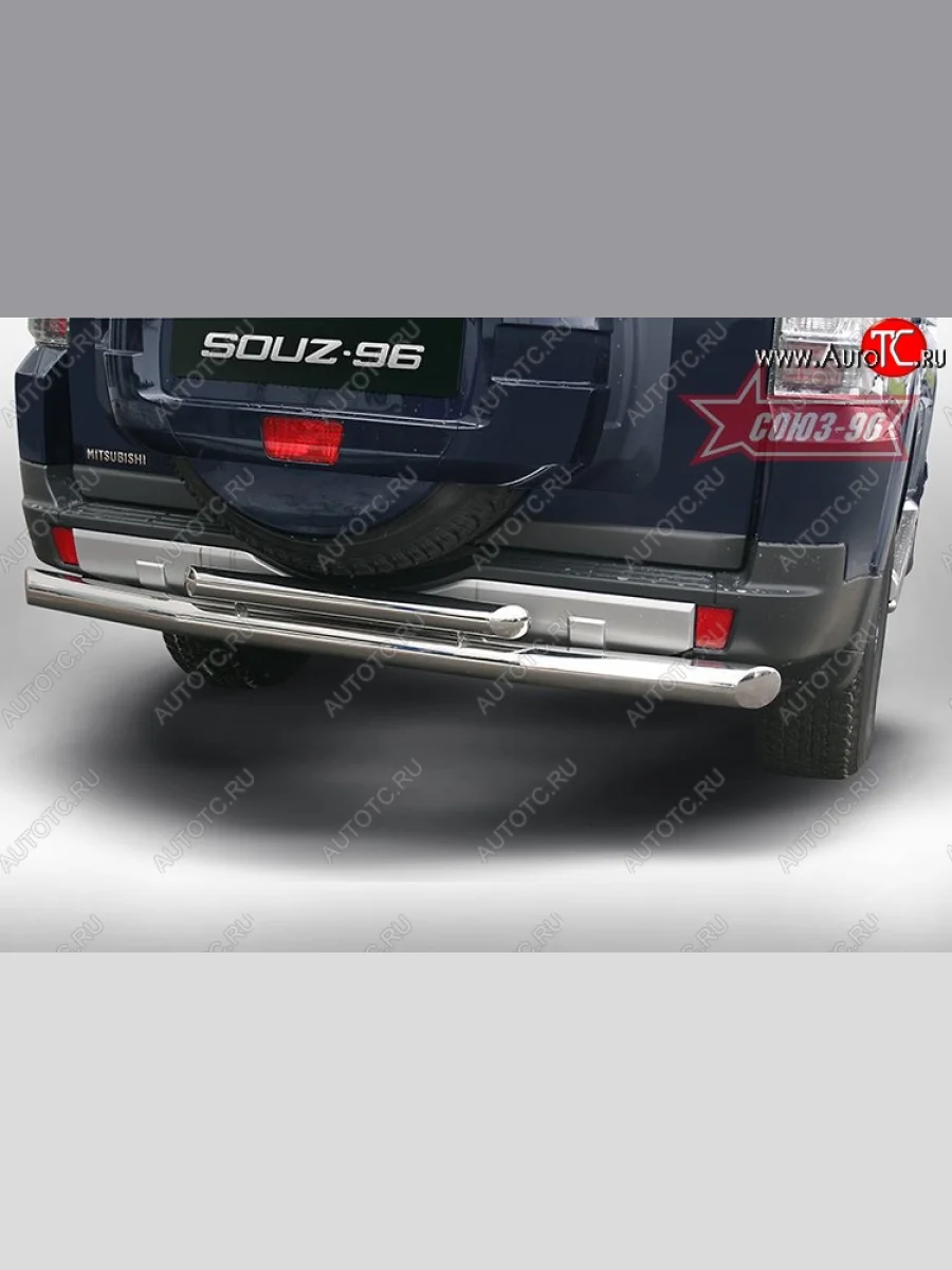 Двойная защита заднего бампера Souz-96 (d76 и 42/60) Mitsubishi Pajero 4 V90 дорестайлинг (2006-2011)  в Перми Пермском крае