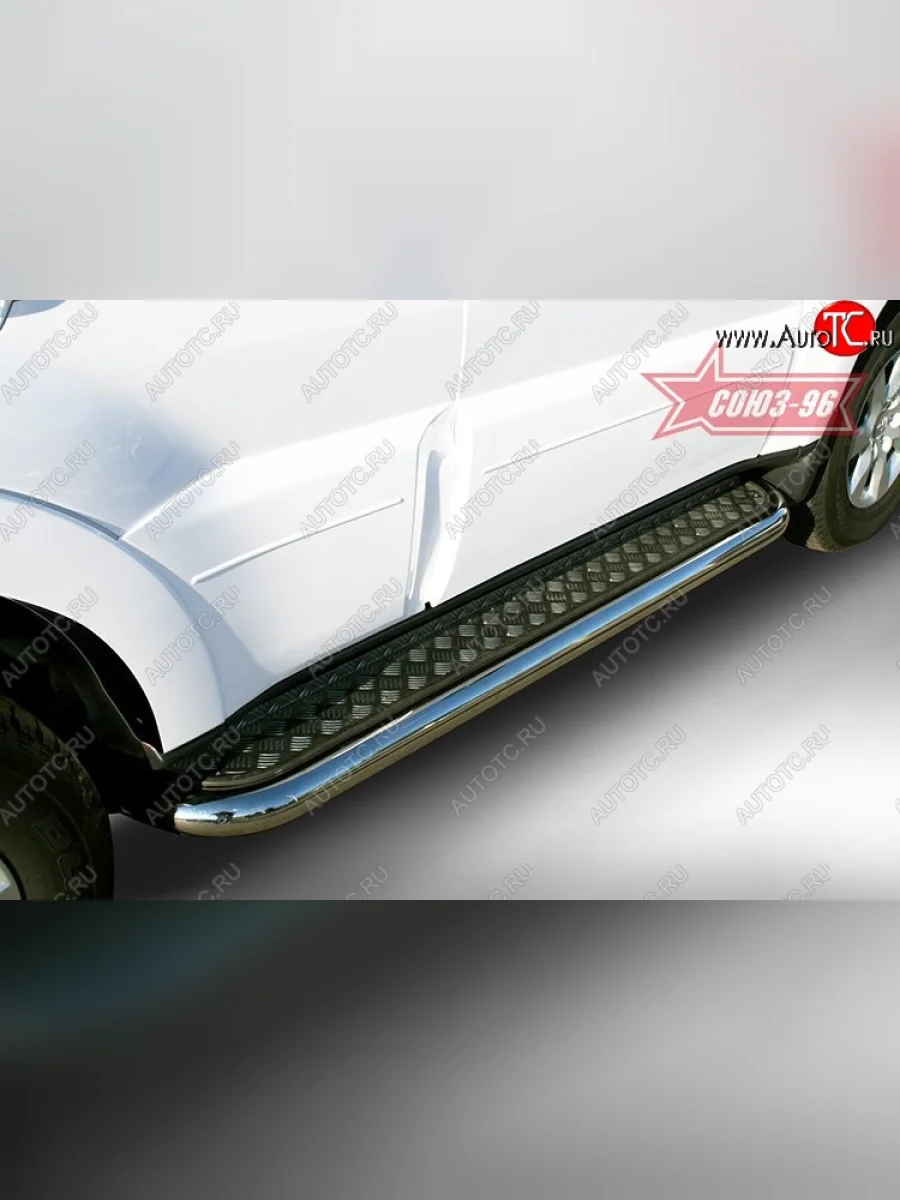 Защита порогов с листом Souz-96 (d76). Mitsubishi Pajero 4 V90 2-ой рестайлинг (2014-2020)  в Керчи Республика Крым