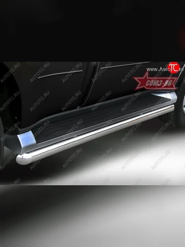 Защита штатных порогов 5-тидверный Souz-96 (d60) Mitsubishi Pajero  4 V90 (2006-2015) дорестайлинг, 1-ый рестайлинг