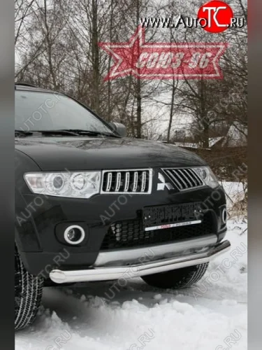 Защита переднего бампера одинарная Souz-96 (d76) Mitsubishi Pajero Sport  PB (2008-2013) дорестайлинг