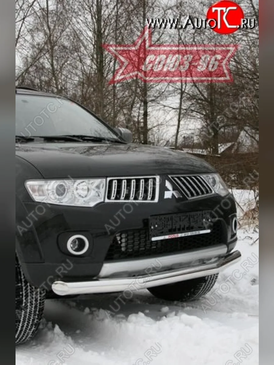 Защита переднего бампера одинарная Souz-96 (d76) Mitsubishi Pajero Sport PB дорестайлинг (2008-2013)  в Самаре Самарской области
