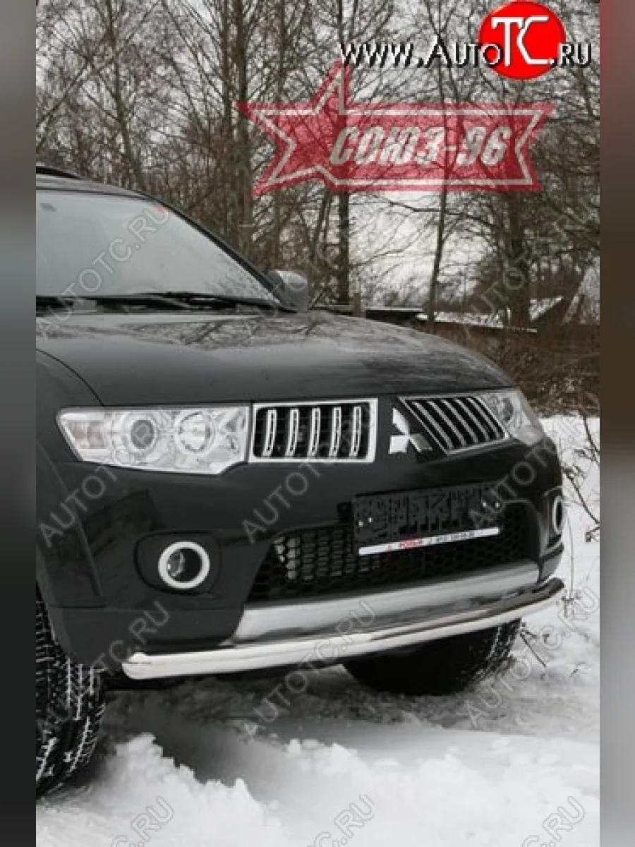 Защита переднего бампера одинарная Souz-96 (d60) Mitsubishi Pajero Sport PB дорестайлинг (2008-2013)  в Перми Пермском крае