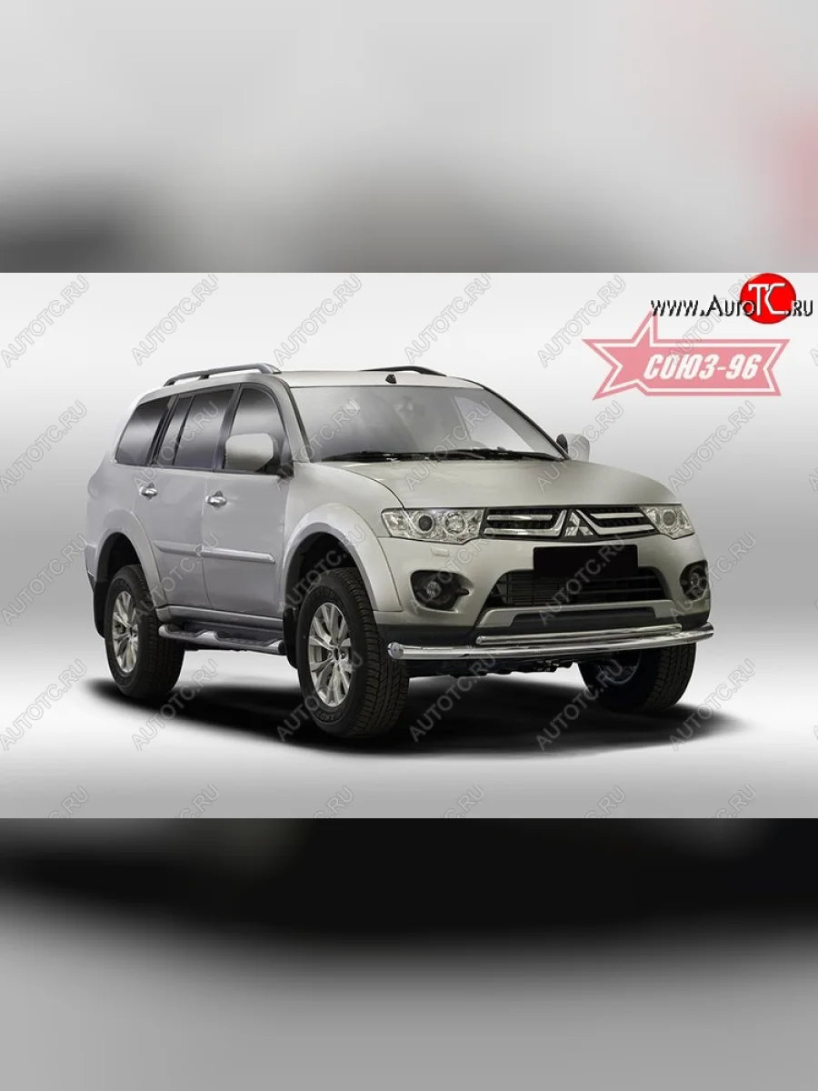 Защита переднего бампера двойная Souz-96 (d76/42)  Mitsubishi Pajero Sport (2015-2021) QE  в Самаре Самарской области