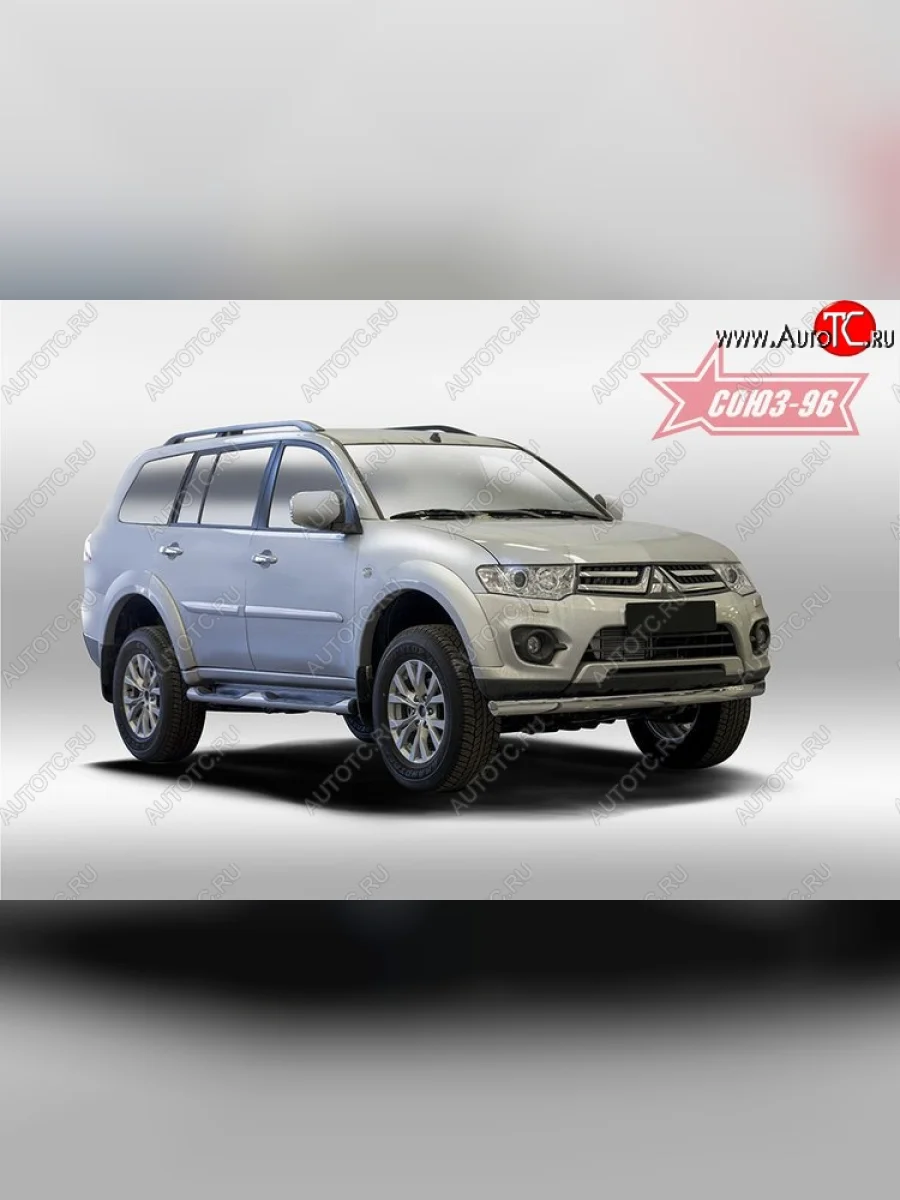 Защита переднего бампера одинарная из овальной трубы Souz-96 (d75х42).  Mitsubishi Pajero Sport (2008-2013) PB  в Самаре Самарской области