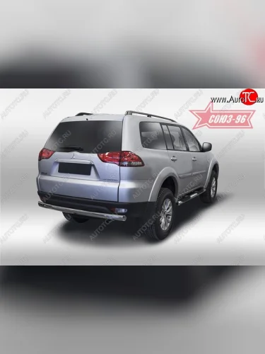 Овальная защита заднего бампера из трубы диаметром 75х42 мм Souz-96 Mitsubishi Pajero Sport  PB (2008-2013) дорестайлинг