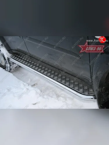 Защита порогов с листом Souz-96 (d60). Mitsubishi Pajero Sport PB дорестайлинг (2008-2013)