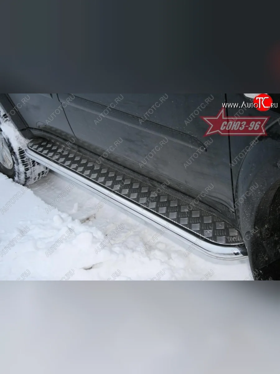 Защита порогов с листом Souz-96 (d60). Mitsubishi Pajero Sport PB дорестайлинг (2008-2013)  в Самаре Самарской области