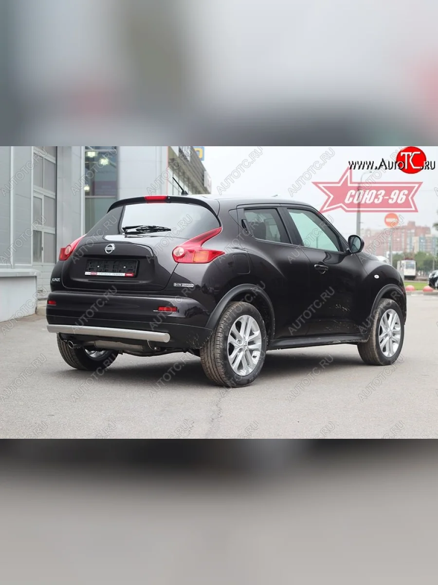 Овальная защита заднего бампера диаметром трубы 75 и 42 мм (4х4) Souz-96 Nissan Juke 1 YF15 дорестайлинг (2010-2014)  в Воронеже Воронежской области