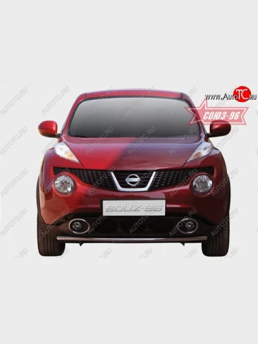 Защита переднего бампера одинарная 4х2 Souz-96 (d42). Nissan Juke  1 YF15 (2010-2020) дорестайлинг, рестайлинг
