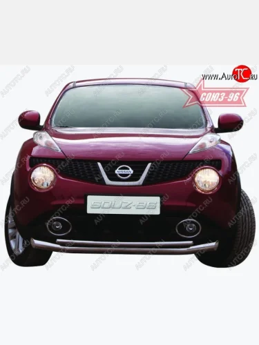 Двойная защита переднего бампера (d76х42) Souz-96 Nissan Juke  1 YF15 (2010-2014) дорестайлинг