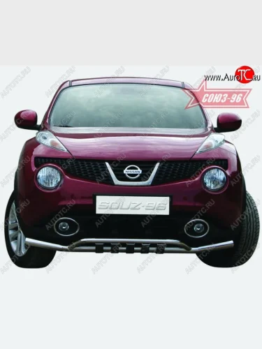 Двойная защита переднего бампера d 60х42 с профильными элементами Souz-96 Nissan Juke  1 YF15 (2010-2014) дорестайлинг