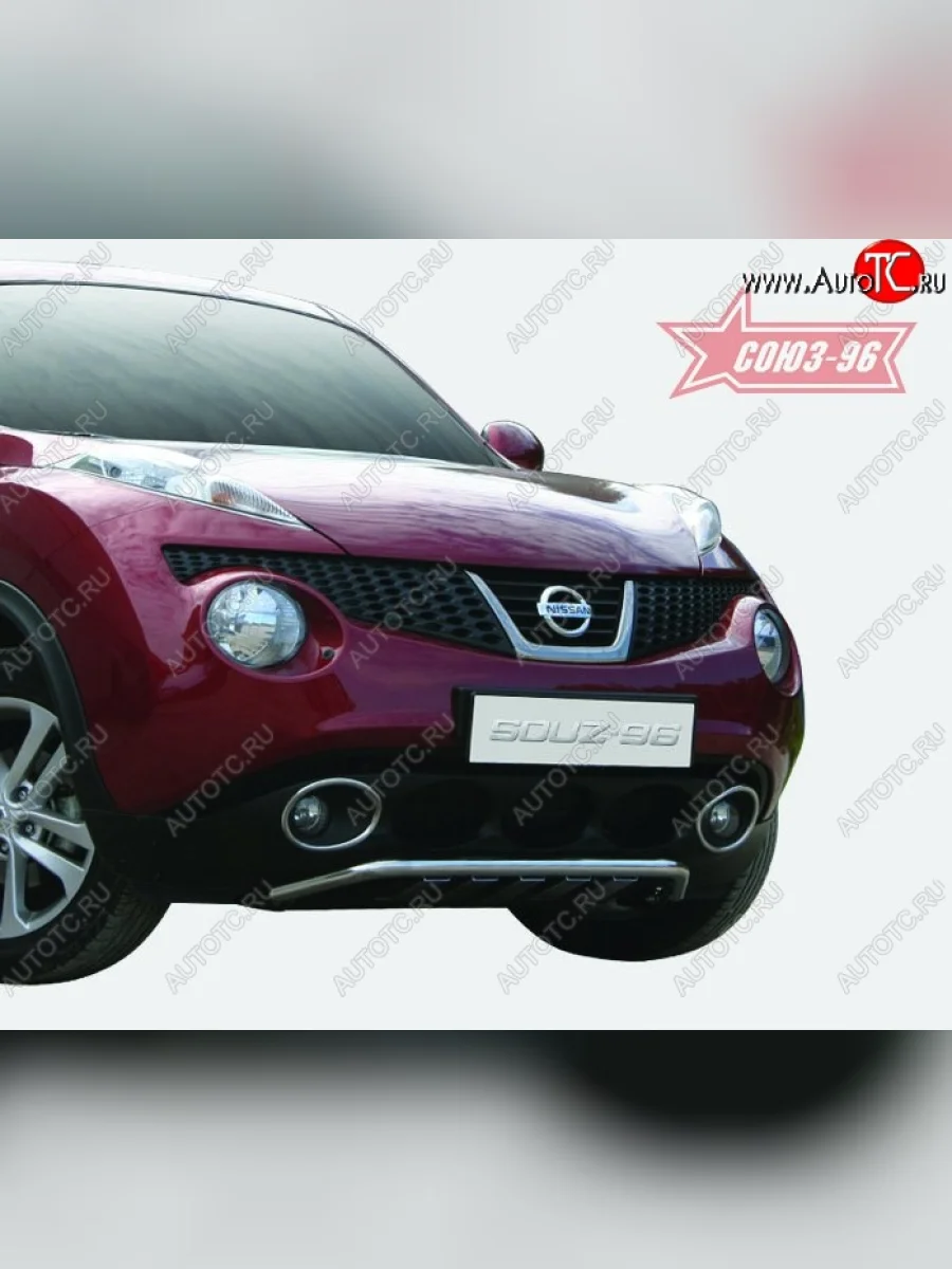 Нижняя защита бампера (d42) с профильными элементами Souz-96 Nissan Juke 1 YF15 дорестайлинг (2010-2014)  В Кинешме Ивановской области