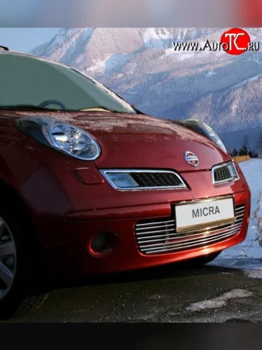 Декоративная вставка воздухозаборника Novline Nissan Micra  K12 (2007-2010) 5 дв. 2-ой рестайлинг