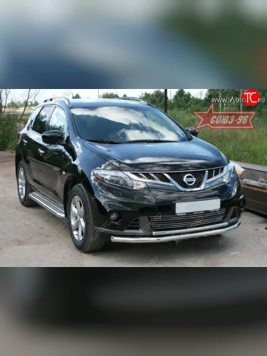 Защита переднего бампера двойная с профилем Souz-96 (d60/42). Nissan Murano  2 Z51 (2010-2016) рестайлинг