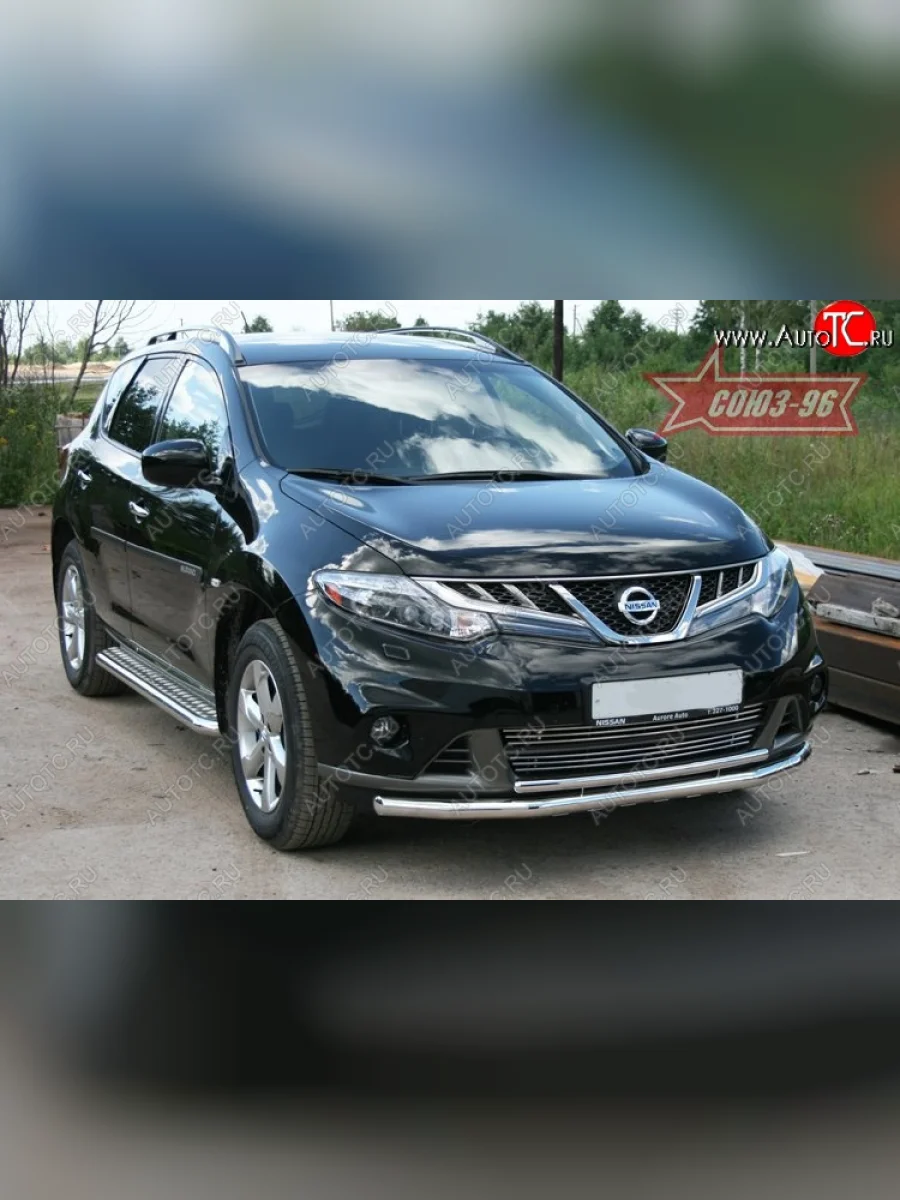 Защита переднего бампера двойная с профилем Souz-96 (d60/42).  Nissan Murano (2010-2016) 2 Z51  в Керчи Республика Крым