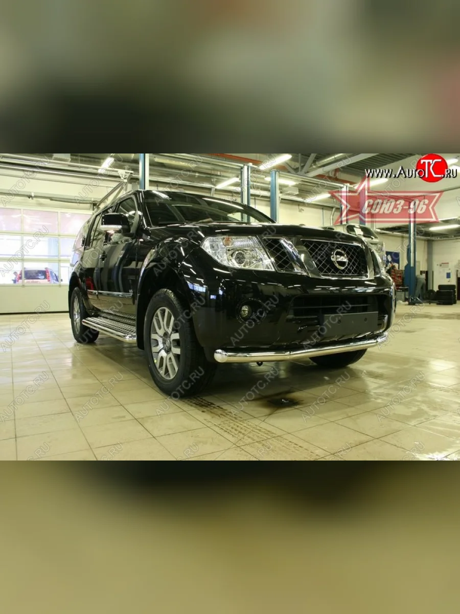 Защита переднего бампера одинарная Souz-96 (d76) Nissan Pathfinder R51 рестайлинг (2009-2014)  в Керчи Республика Крым