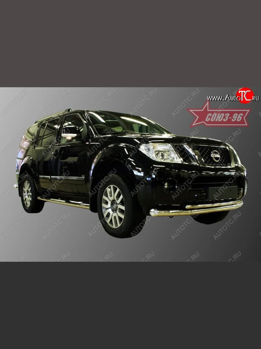 Защита переднего бампера двойная Souz-96 (d76/42) Nissan Pathfinder R51 рестайлинг (2009-2014)  в Керчи Республика Крым