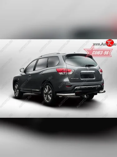 Защита заднего бампера из боковых уголков (d76) Souz-96 Nissan Pathfinder  R52 (2012-2017) дорестайлинг