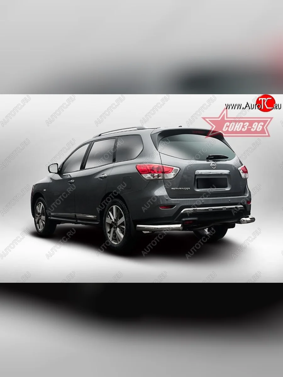 Защита заднего бампера из боковых уголков (d76) Souz-96 Nissan Pathfinder R52 дорестайлинг (2012-2017)  в Воронеже Воронежской области