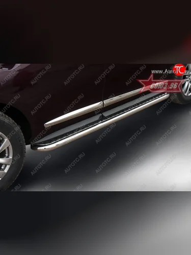 Защита порогов с листом Souz-96 (d60). Nissan Pathfinder R52 дорестайлинг (2012-2017)