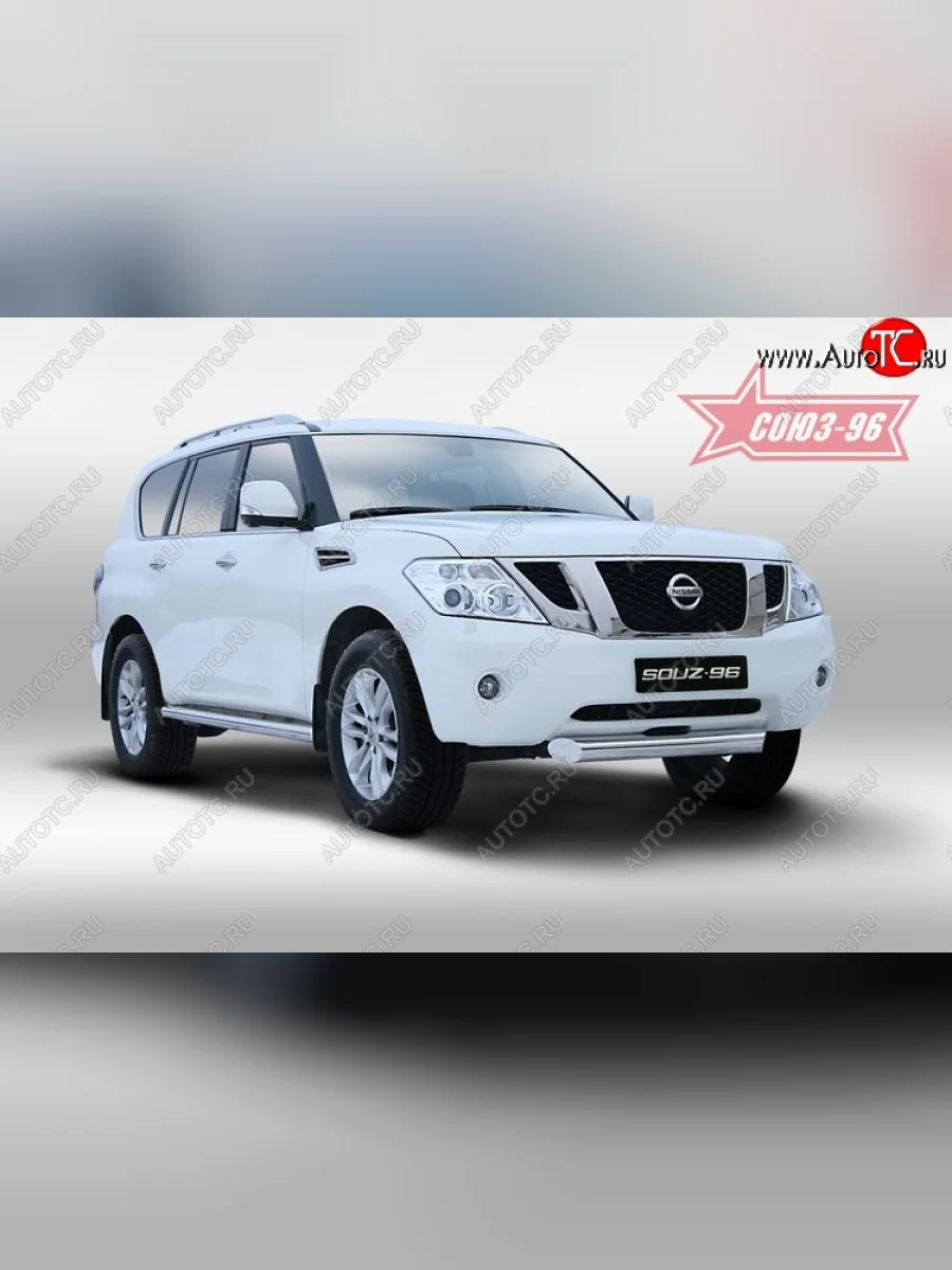 Защита переднего бампера одинарная Souz-96 (d100).  Nissan Patrol (2010-2014) 6  в Самаре Самарской области