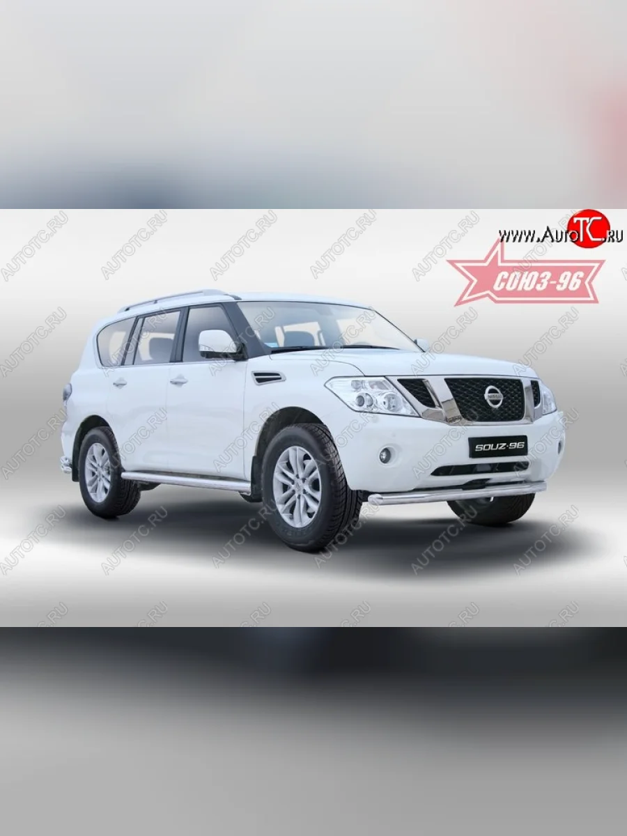 Защита переднего бампера одинарная Souz-96 (d76)  Nissan Patrol (2010-2014) 6  в Самаре Самарской области