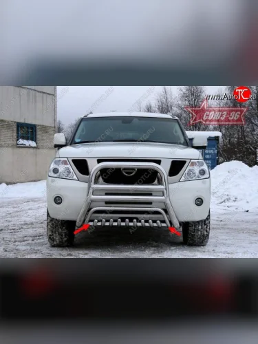 Защита переднего бампера нижняя Souz-96 Nissan Patrol 6 Y62 дорестайлинг (2010-2014)