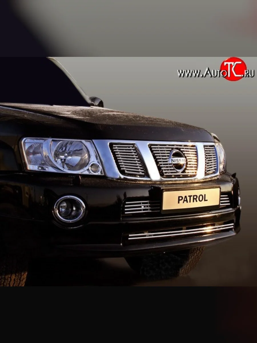 Декоративные вставки решетки радиатора Novline (3 элемента)  Nissan Patrol (2010-2014) 6  в Керчи Республика Крым